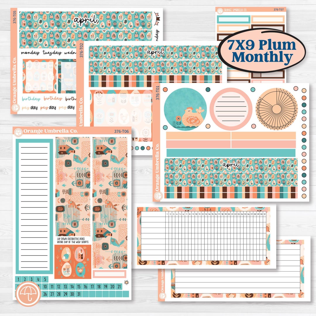 CLEARANCE | Easter Folk Art Kit | 7x9 Plum Monthly & Dashboard Planner ...