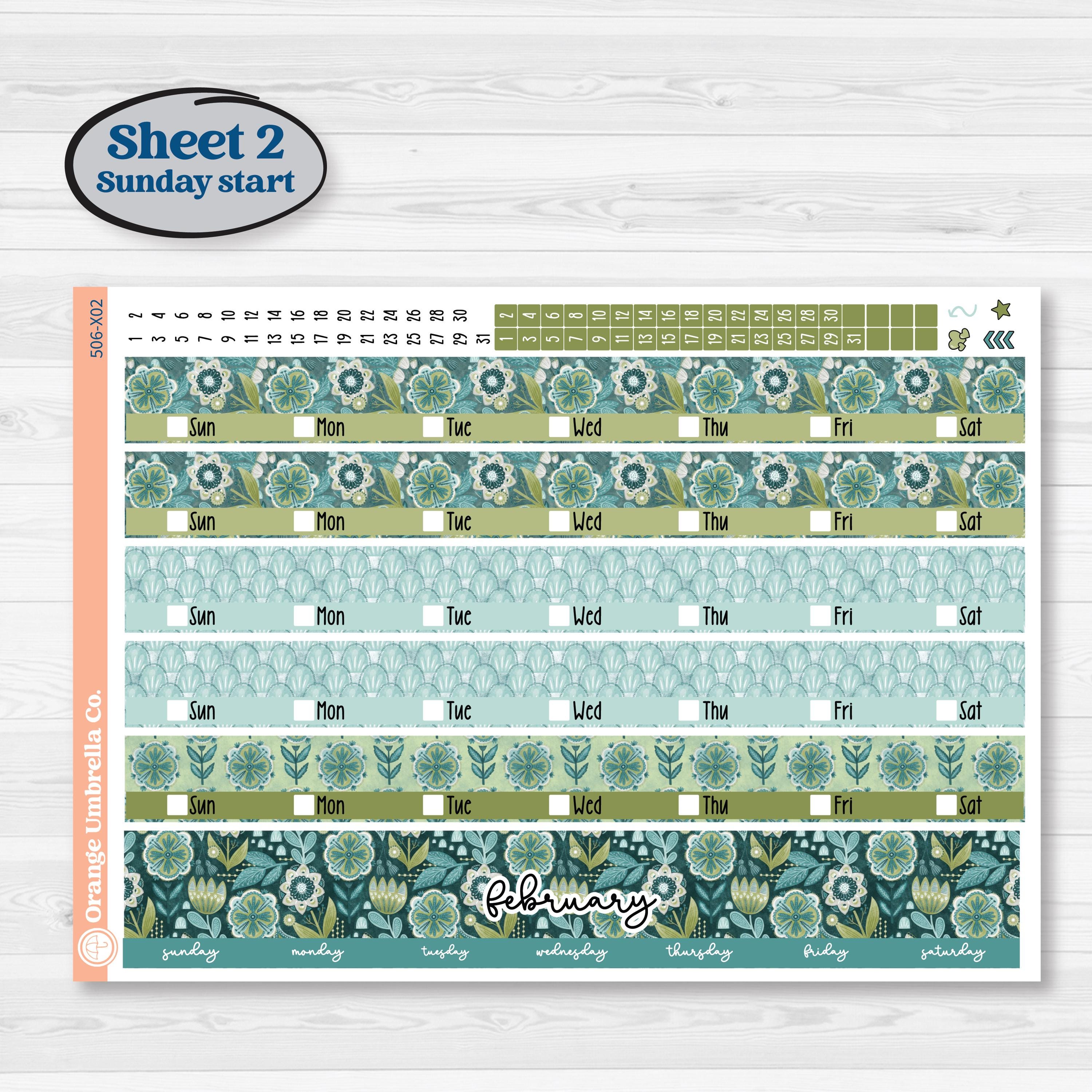 Soft Blue Florals Kit | Laurel Denise Jo Large Planner Kit Stickers ...