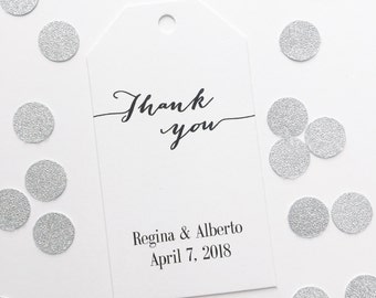 Personalized Thank You Wedding Favor Hang Tags, Thank You Party Tags, Calligraphy Font Tags (MLT-009)