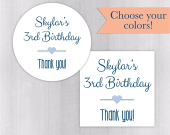Birthday Stickers, Birthday Party Favor Stickers, Birthday Party Thank You Stickers (#038-WH)