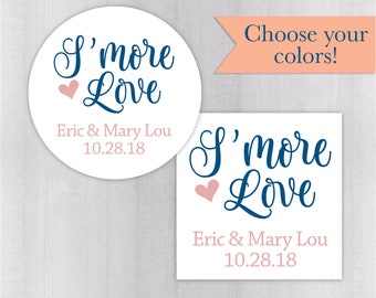 S'more Love Stickers, S'more Love Labels, S'more Favor Stickers (#008-WH)