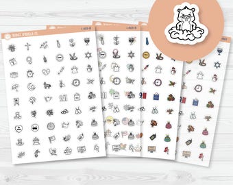 Hand Doodled Holiday Icons | Mini Icon Planner Stickers | I-469