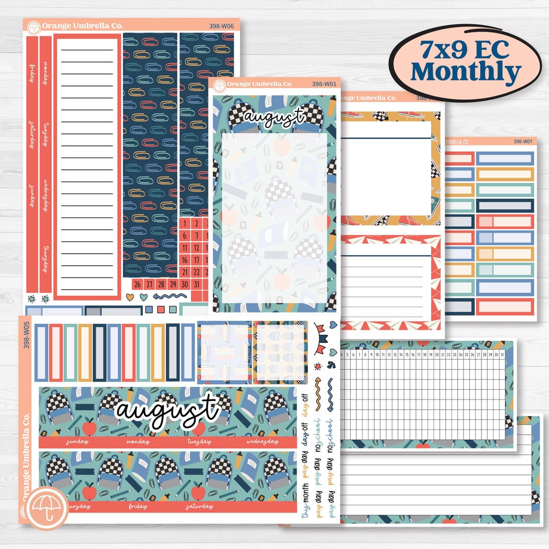 CLEARANCE | Back to School Kit | 7x9 Erin Condren Monthly & Dashboard ...