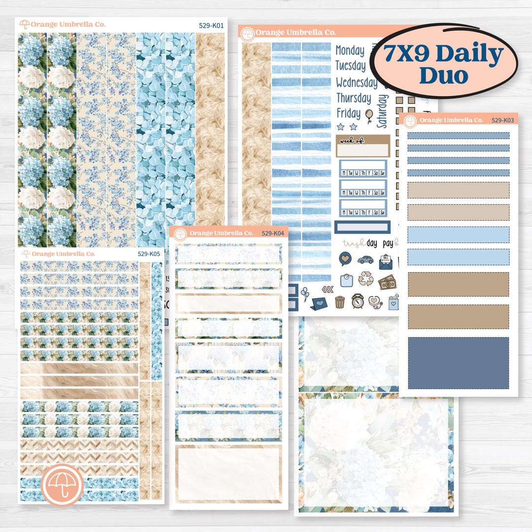 Seaside Floral | 7x9 Erin Condren Daily Duo Planner Kit Stickers | on ...