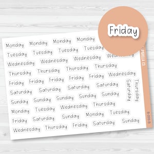 Day of the Week Header Julie's Plans Script Planner Stickers | JF | B-099-B