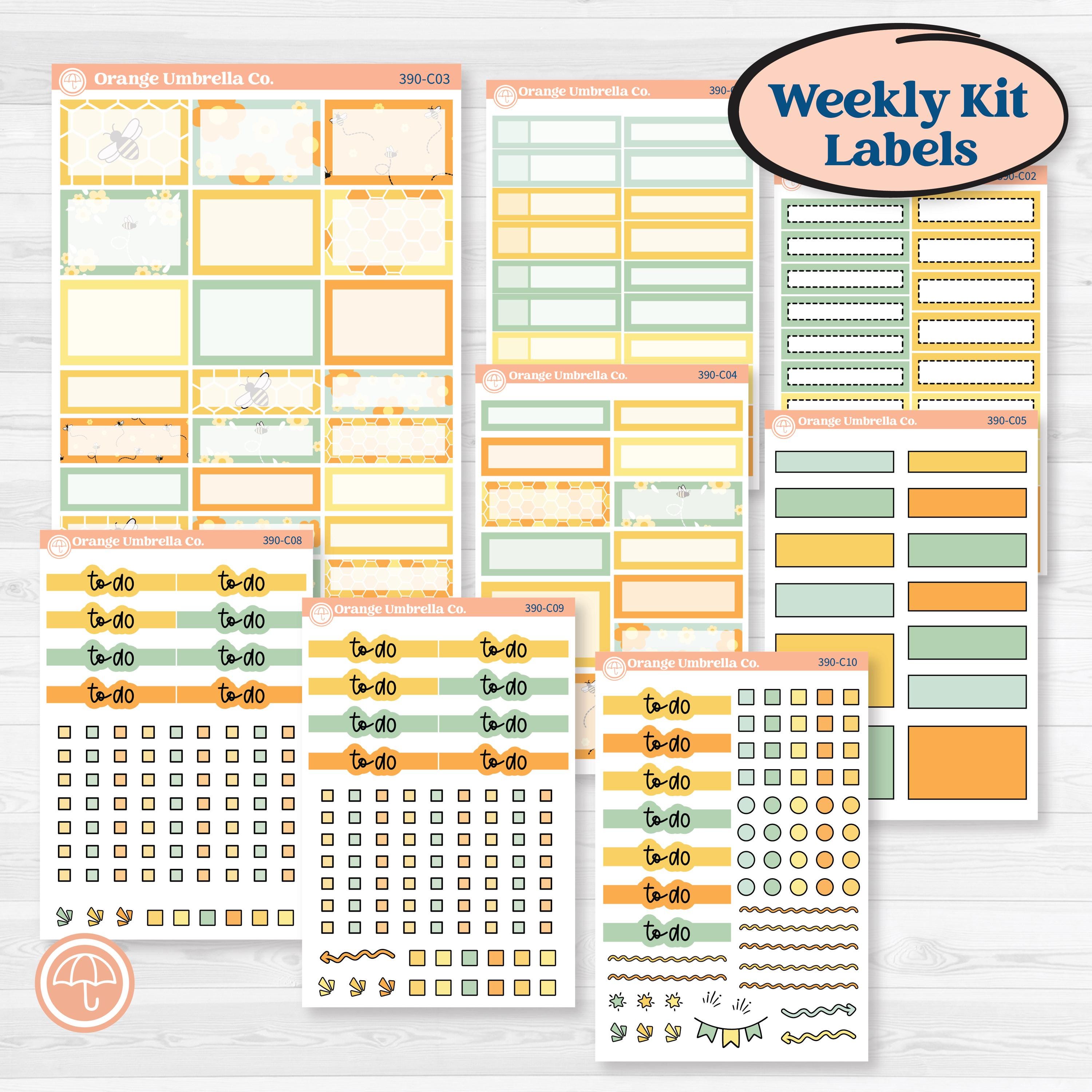 Bienen Planer Kit | Wöchentliche Zusatzetiketten Aufkleber | Buzz Off | KIT-390-C