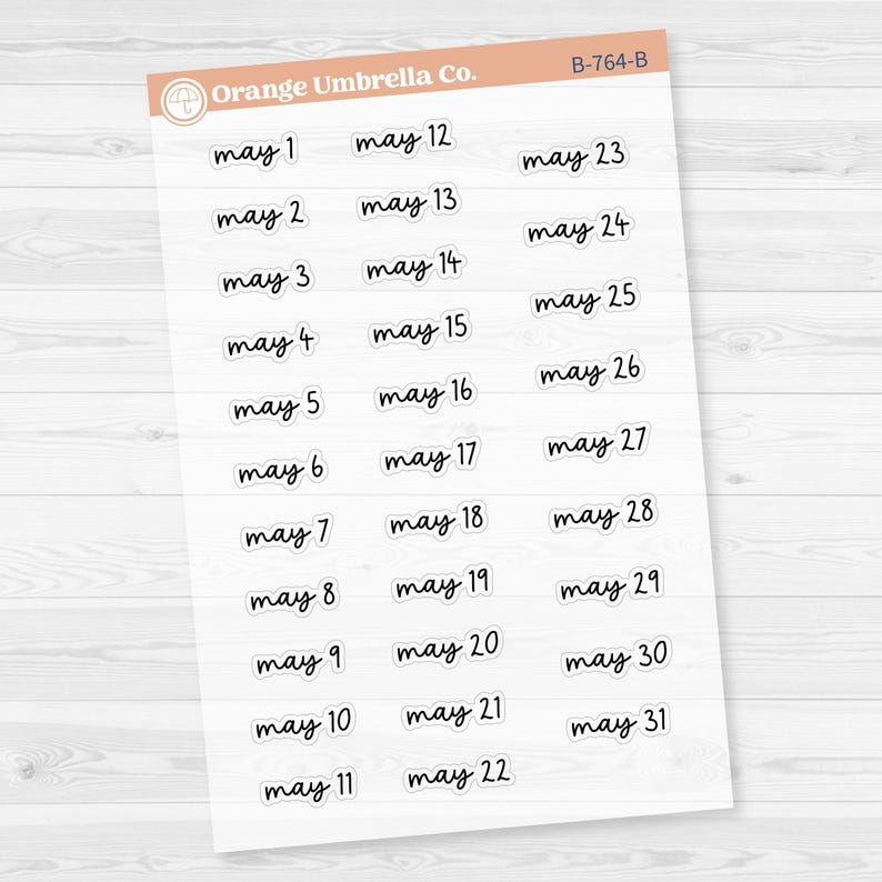 Dates of the Month Planner Stickers and Labels | FC17 Script Clear ...