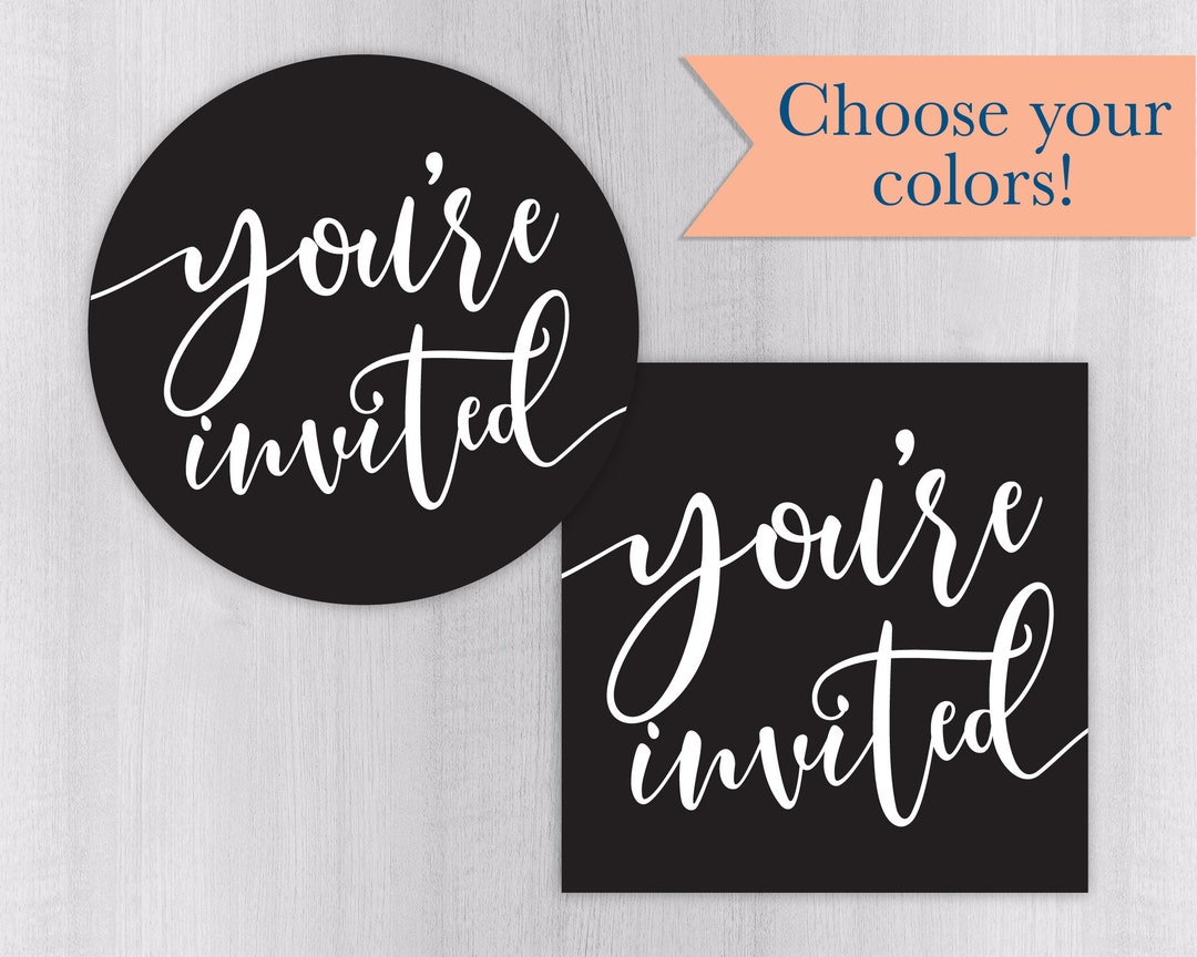 You're Invited Wedding Stickers, Personalized Color Background Event ...