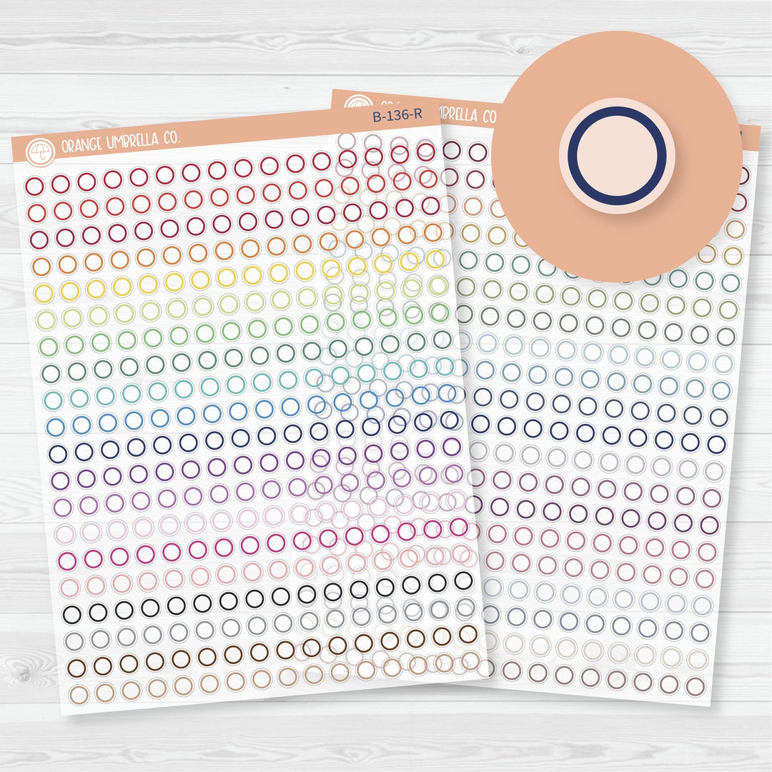 Outline Mini Circle Planner Stickers | Clear Matte | B-136-CM - Etsy