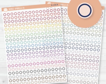 Outline Mini Circle Planner Stickers | Rainbow Clear Matte | B-136-CM