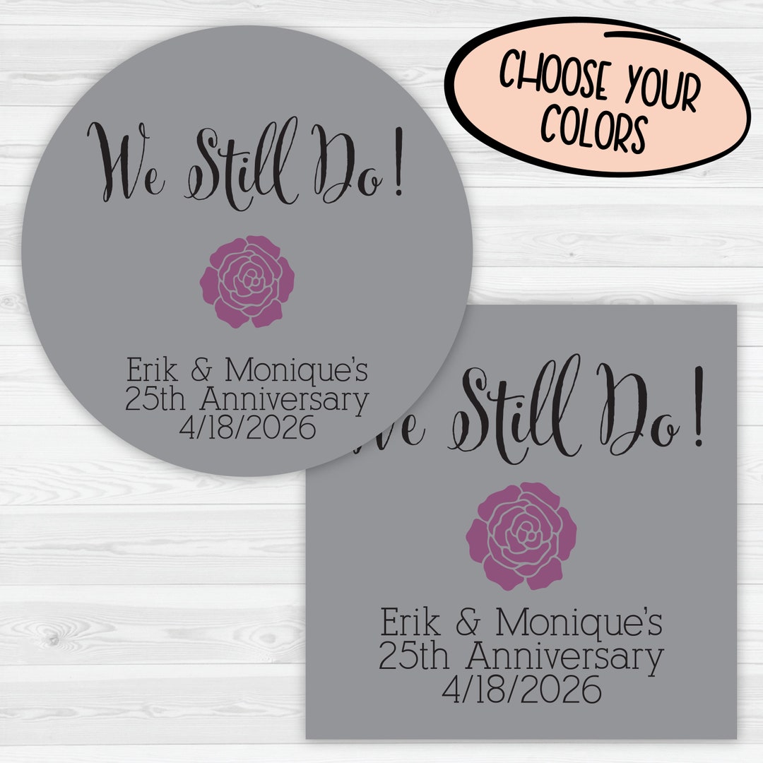 We Still Do! Personalized Vow Renewal Stickers | Printed Anniversary ...