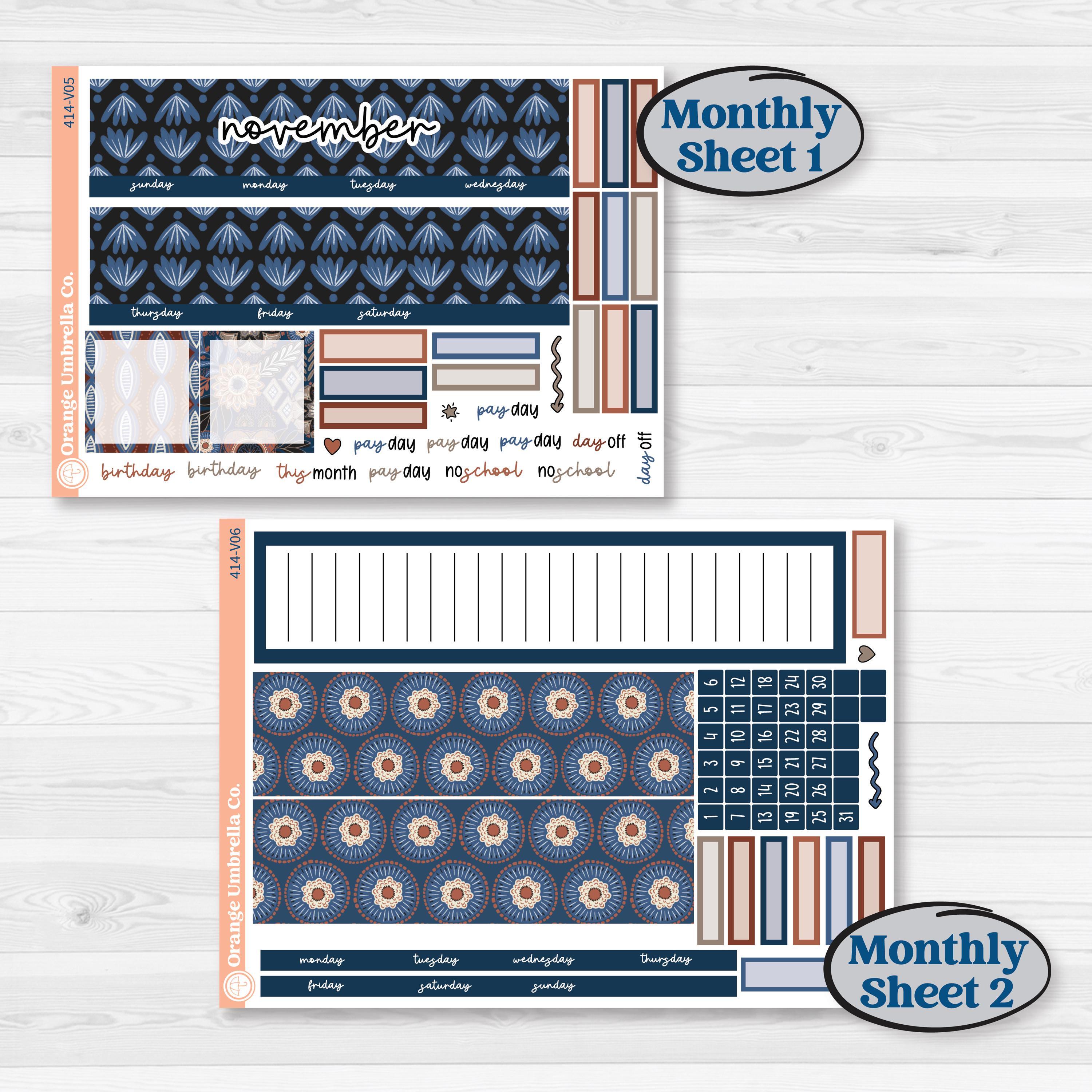 Patterned Boho Sticker Kit | A5 Erin Condren Monthly & Dashboard ...