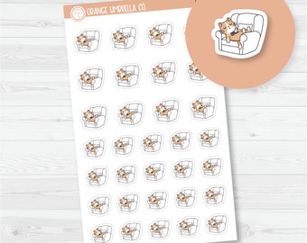 Spazz Cat Lazy Day Icon Planner Stickers | I-113