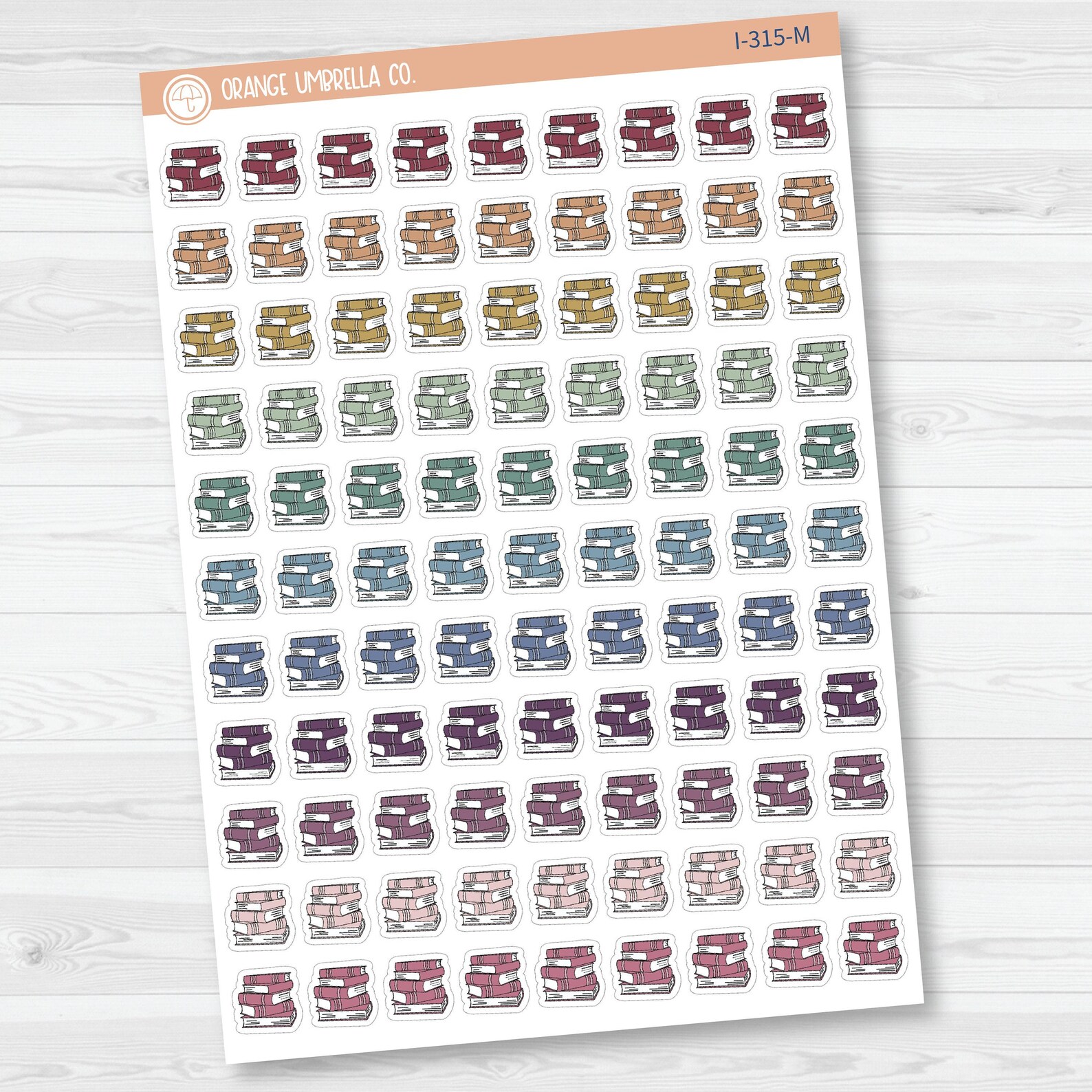 Book Stack Icon Planner Stickers, Icon Books Labels, Color Print Labels ...