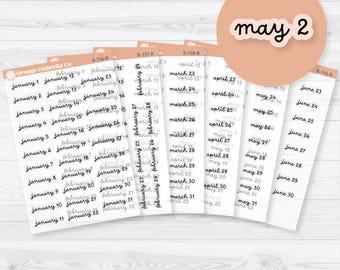 CLEARANCE | Dates of the Month Planner Stickers and Labels | F16 Script Clear Matte | B-736-741-BCM
