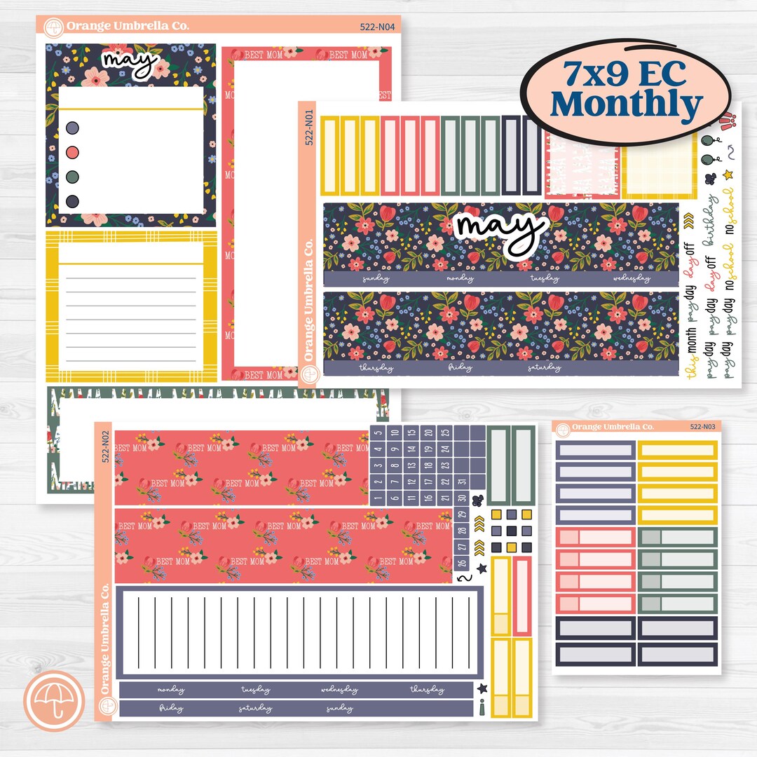 Mother’s Day | 7x9 Erin Condren Life Planner Monthly & Dashboard ...