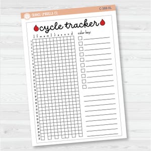 Suivi de cycle en pixels | Tableau de bord pleine page avec début en janvier ou juillet | Stickers décoratifs pour agenda, formats A5 et 7x9 | C-388-389 Jan start 7"x9"