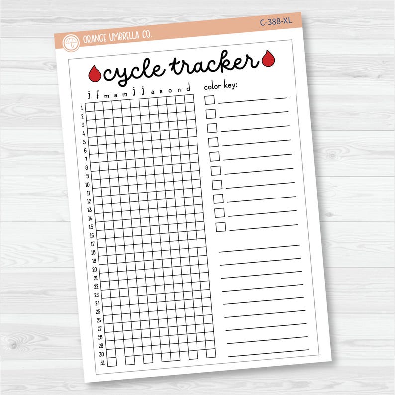 Suivi de cycle en pixels | Tableau de bord pleine page avec début en janvier ou juillet | Stickers décoratifs pour agenda, formats A5 et 7x9 | C-388-389 Jan start 7"x9"