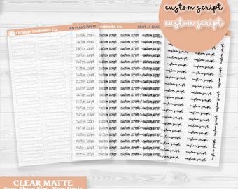 Custom Script Planner Stickers | 1 Word/Phrase per Sheet | customscript-cm