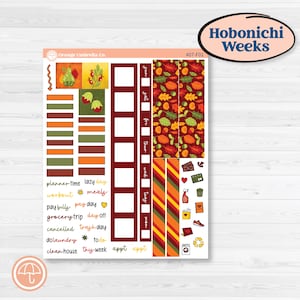 Colorful Autumn Stickers | Hobonichi Weeks Weekly Planner Kit Stickers | Vivid | KIT-407-F