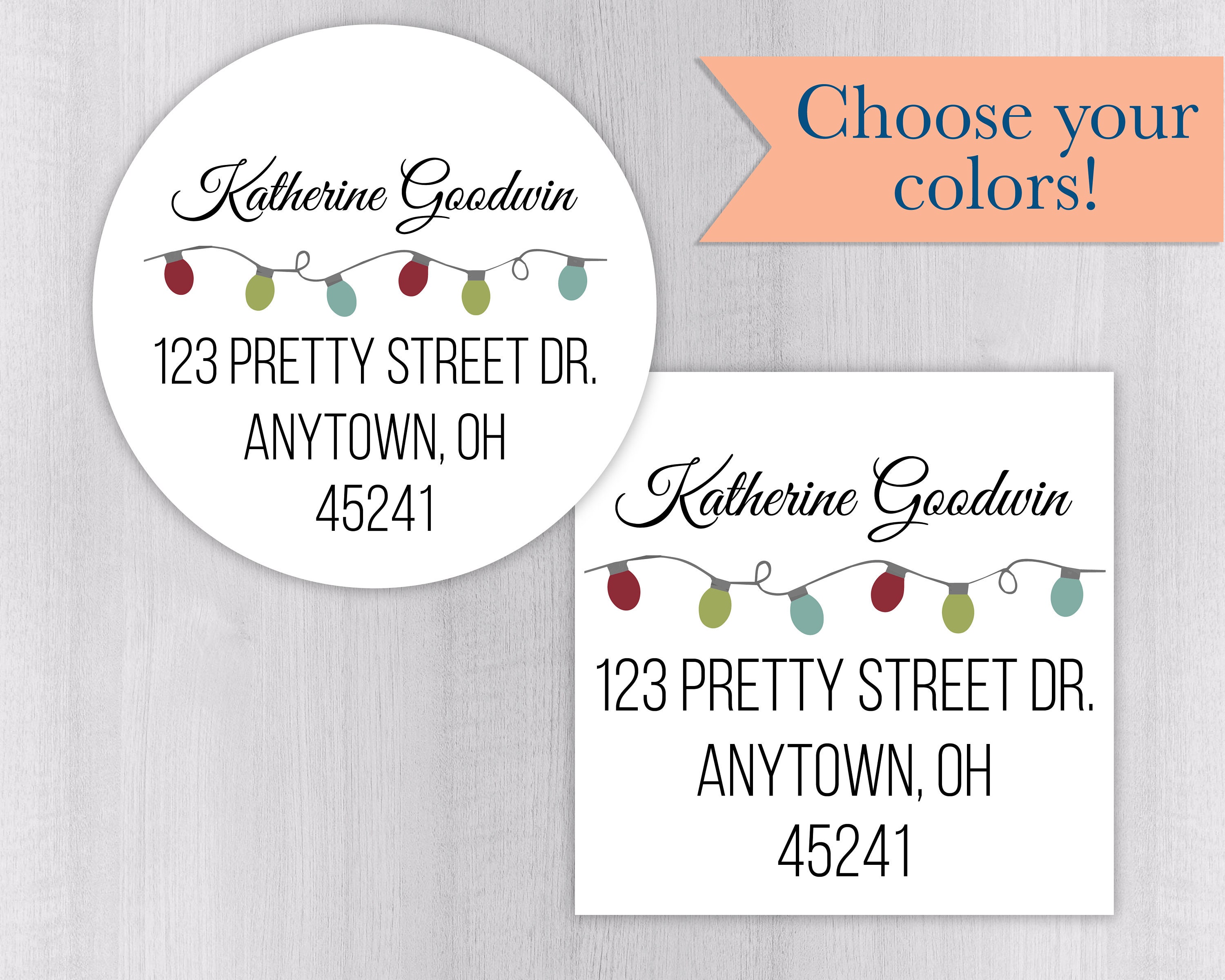 Christmas Address Stickers Christmas Light Return Address ...