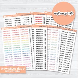 Custom Script Planner Sticker | *NEW* Larger Sheet Size & New Fonts | 1 Word/Phrase per sheet | customscript2