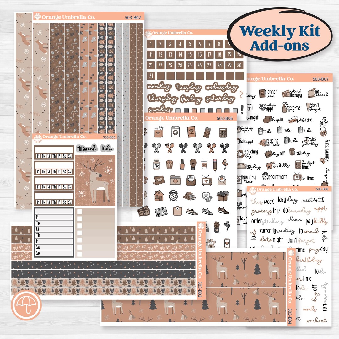 Neutral Woodland Kit | Weekly Add-on Planner Kit Stickers | Whispers of ...