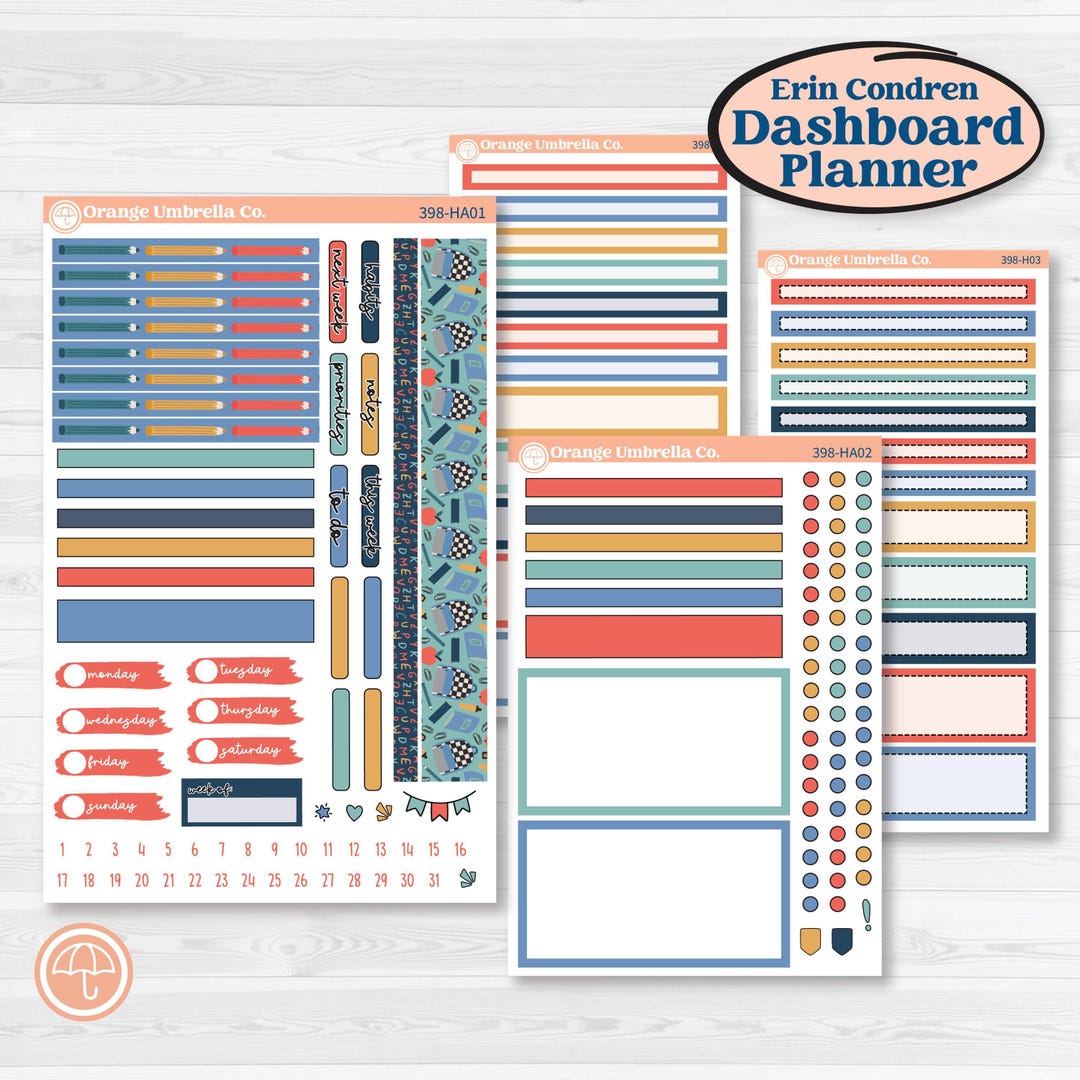CLEARANCE | Back to School Kit | Erin Condren 7x9 Weekly Dashboard ...
