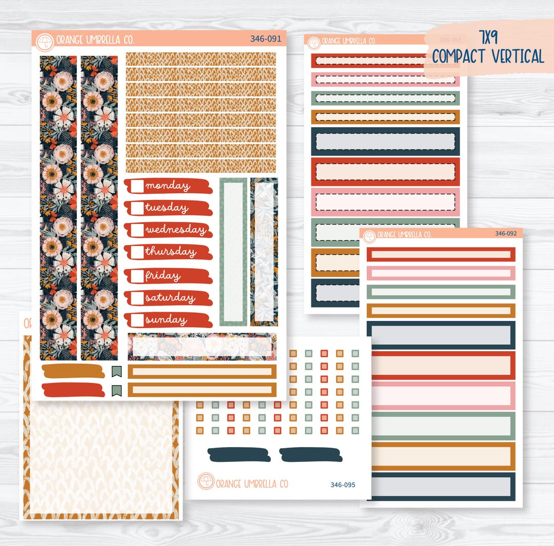 CLEARANCE | Autumn Floral Kit | 7x9 Compact Vertical Planner Kit ...