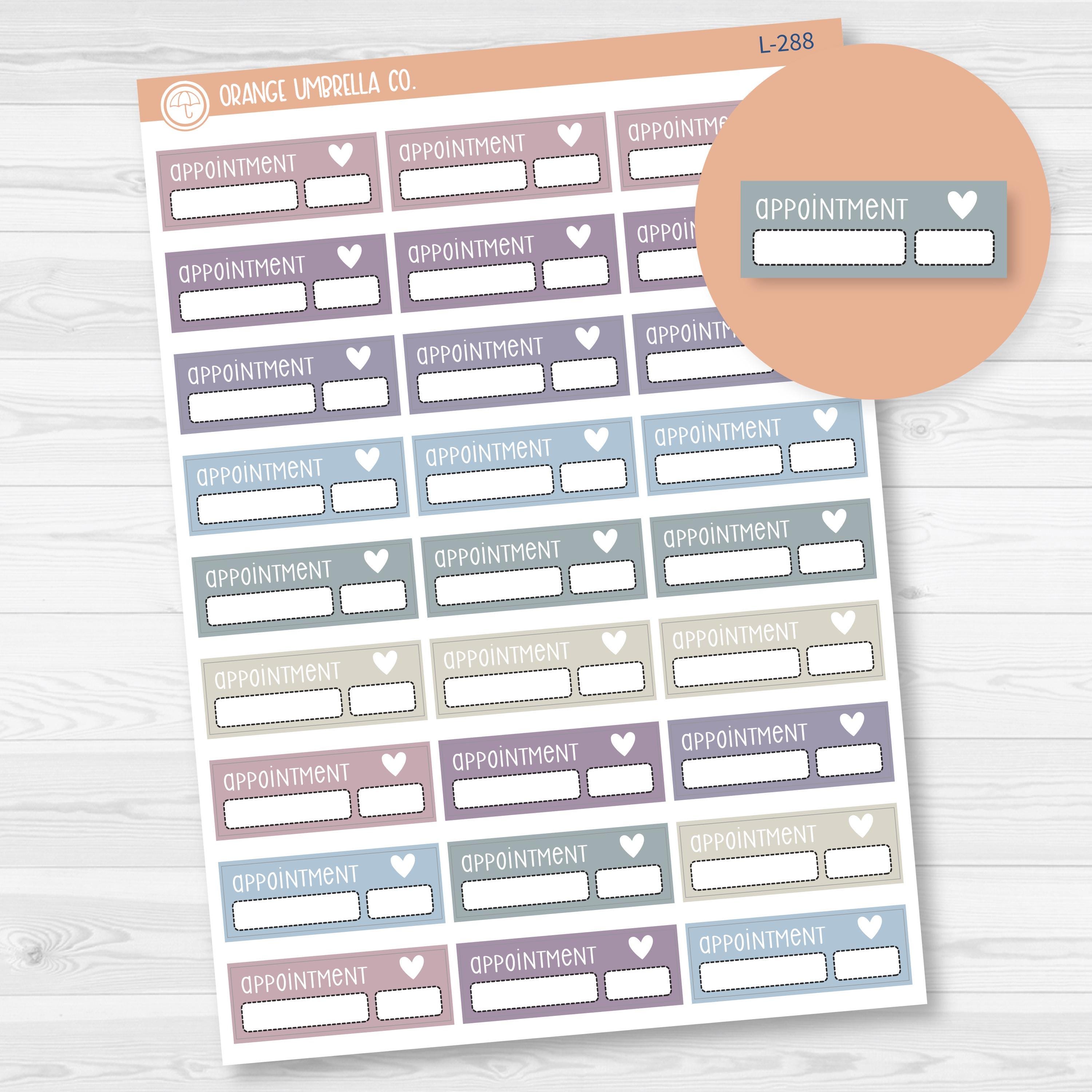 Appointment Quarter Box Script Planner Stickers | F3 Canvas Color | L ...