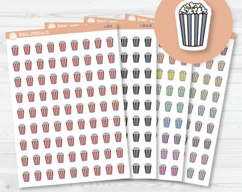 Popcorn Movie Night Icon Planner Stickers | I-003