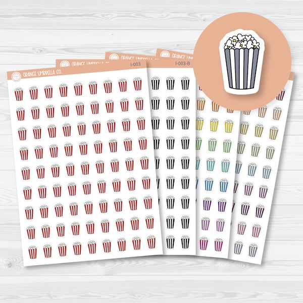 Popcorn Movie Night Icon Planner Stickers | I-003