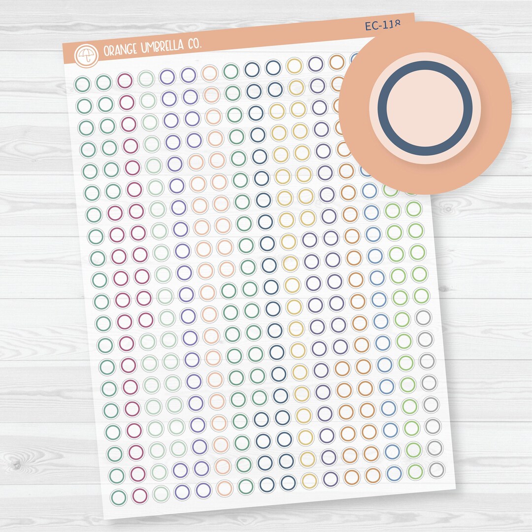 CLEARANCE | Erin Condren Colors Outline Mini Circle Planner Stickers ...
