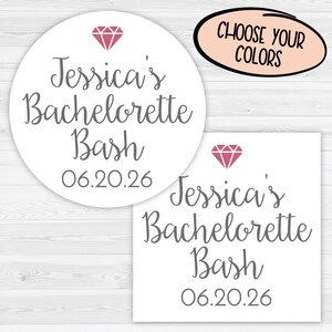 Bachelorette Bash Stickers | Bachelorette Party Labels | Personalized Color Labels | 506-WH