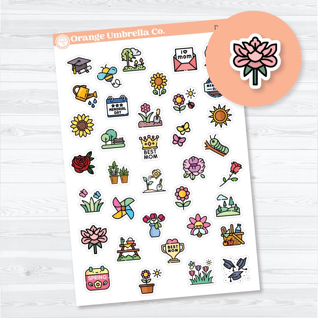 May Spring Deco | Decorative Planner Stickers | D-110 - Etsy