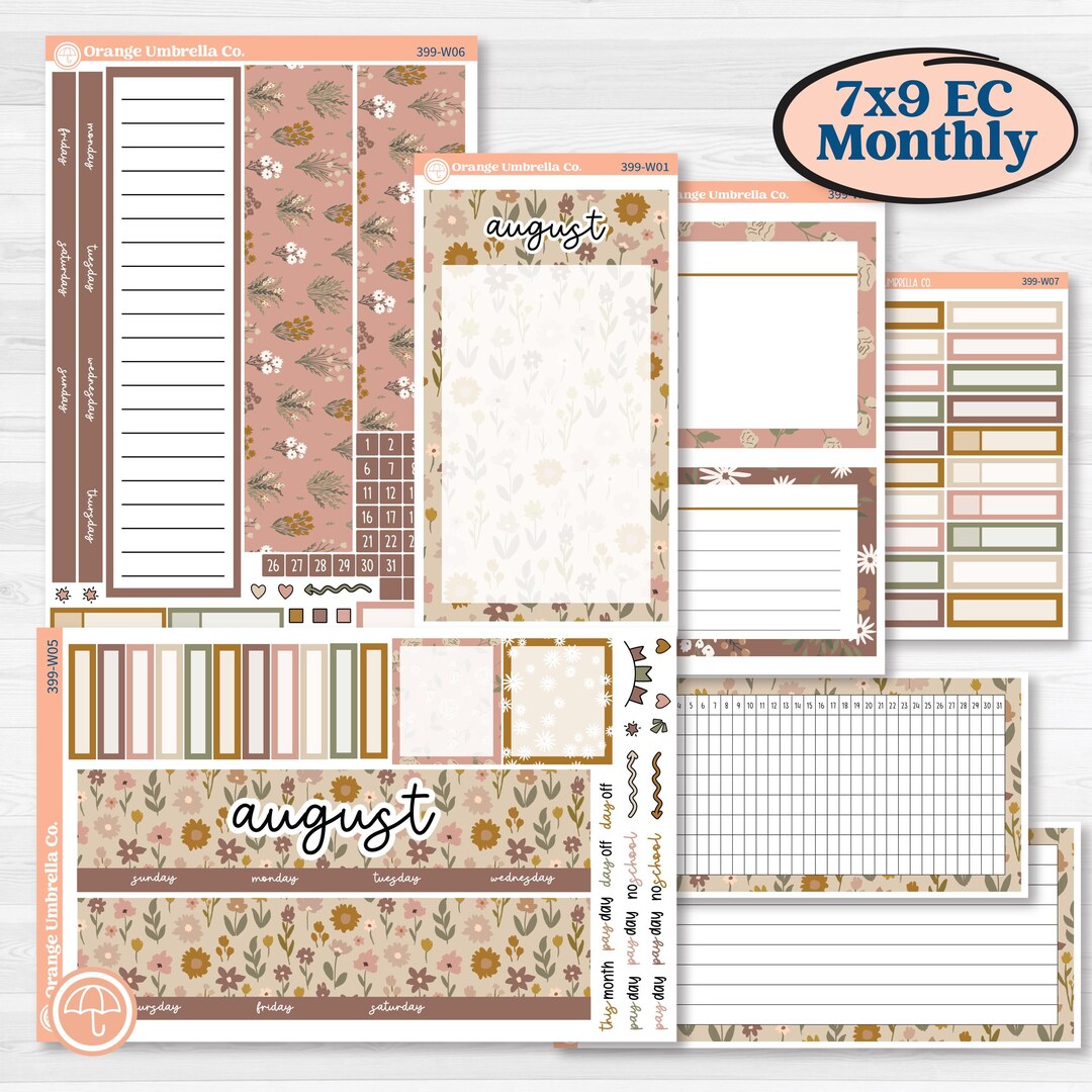 CLEARANCE | Summer or Fall Floral Kit | 7x9 Erin Condren Monthly ...