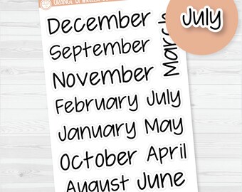 Month Name Header Jen Plans Script Planner Stickers | FJP | B-100-B