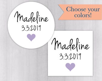 Baby Shower Favor Stickers, Baby Announcement Stickers, Baby Shower Labels (#210-WH)