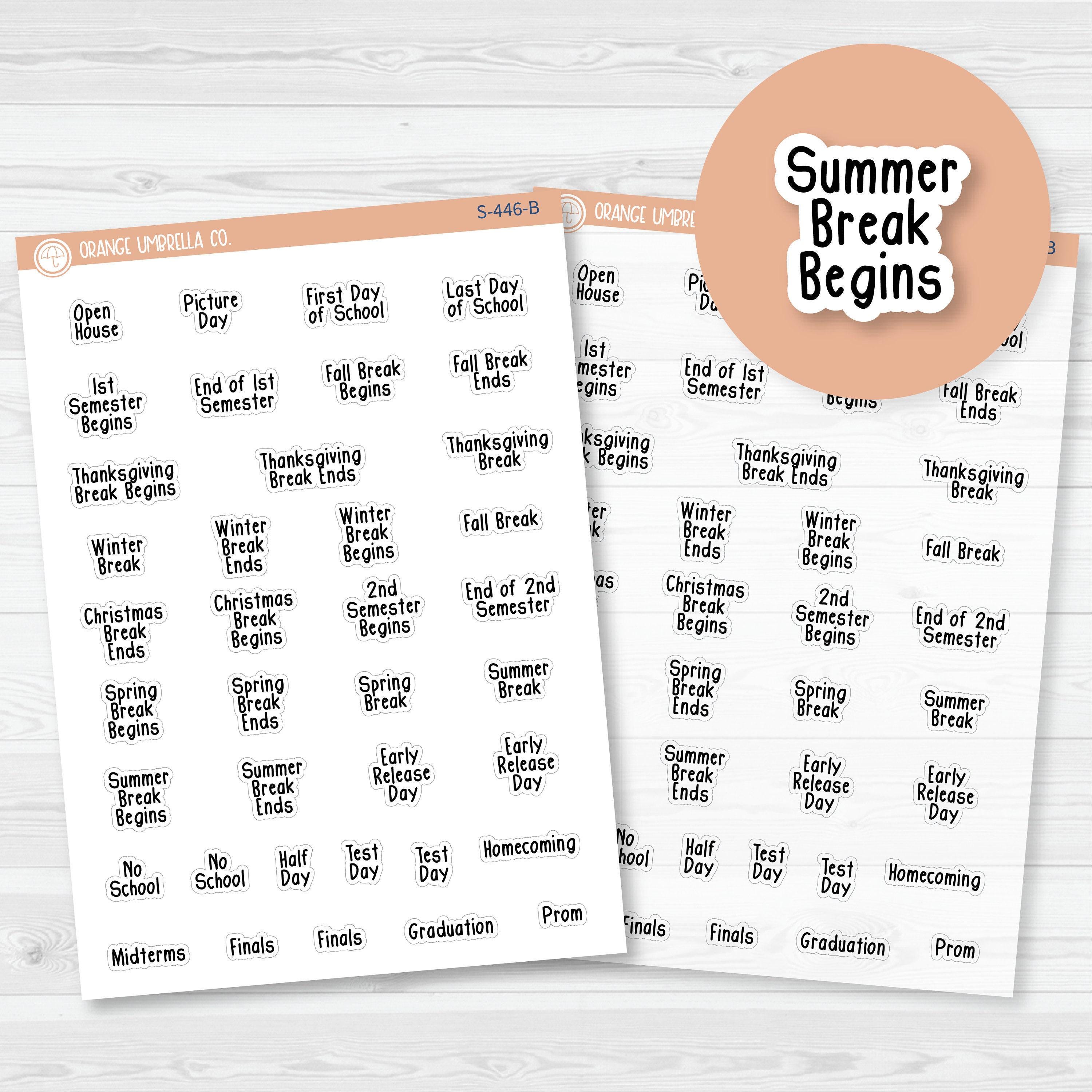School Related Holiday - Mini Script Planner Stickers | FSP | S-446-B ...