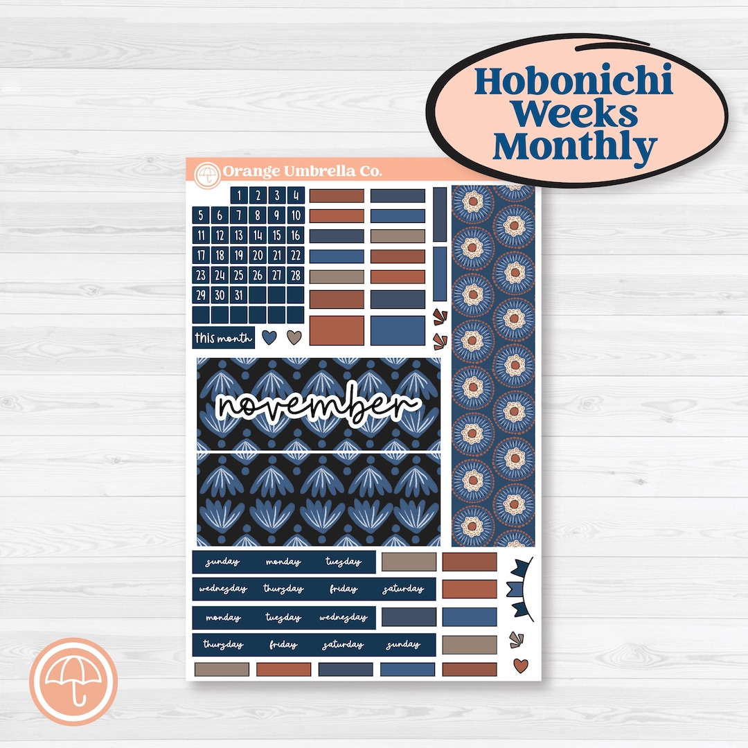 Patterned Boho Sticker Kit | Hobonichi Weeks Monthly Planner Kit ...