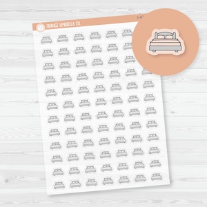 Wash Sheets Make Bed Icons | Hand Doodled Bed Icon Planner Stickers | Clear Matte | I-434-BCM