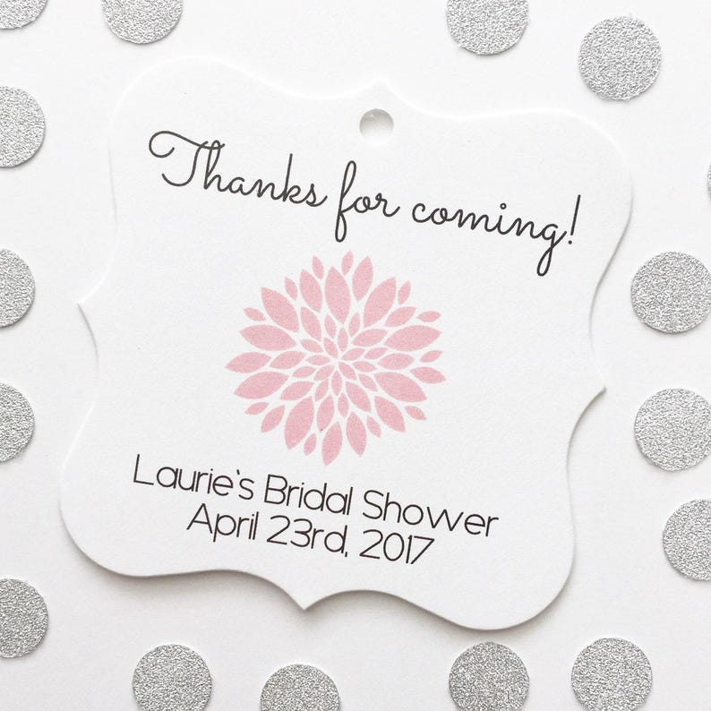 Bridal Shower Tags, Custom Bridal Shower Favor Tags, Mum Flower Favor Tags (FS-073) image 1