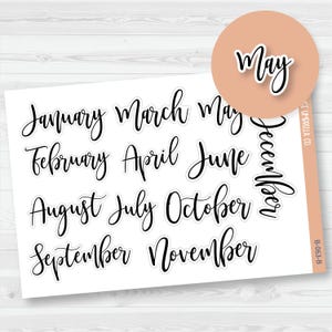 Month Name Header Script Planner Stickers | F2 | B-063-B