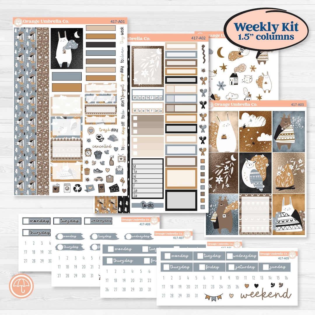Woodland Winter Animals Kit | Weekly Sticker Kit for Vertical Planners ...