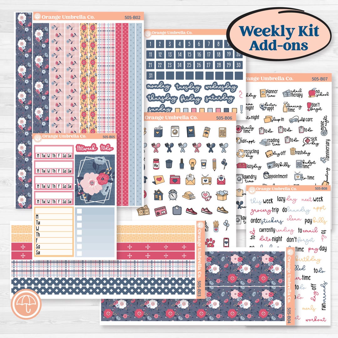 Cheerful Floral Kit | Weekly Add-on Planner Kit Stickers | Beatriz ...