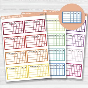 Habit Tracker - 4 Slots Planner Stickers | F16script | Brights | B-667/B-668/B-669