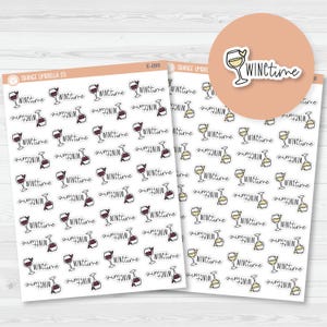 Wine Time Icon Script Planner Stickers and Labels | FC12 | E-099/E-100