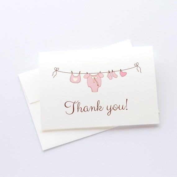 Baby Shower Note Cards - 12pk, Folded Note Cards, Baby Girl Shower Thank You Cards, Printed with Envelopes (Baby3)