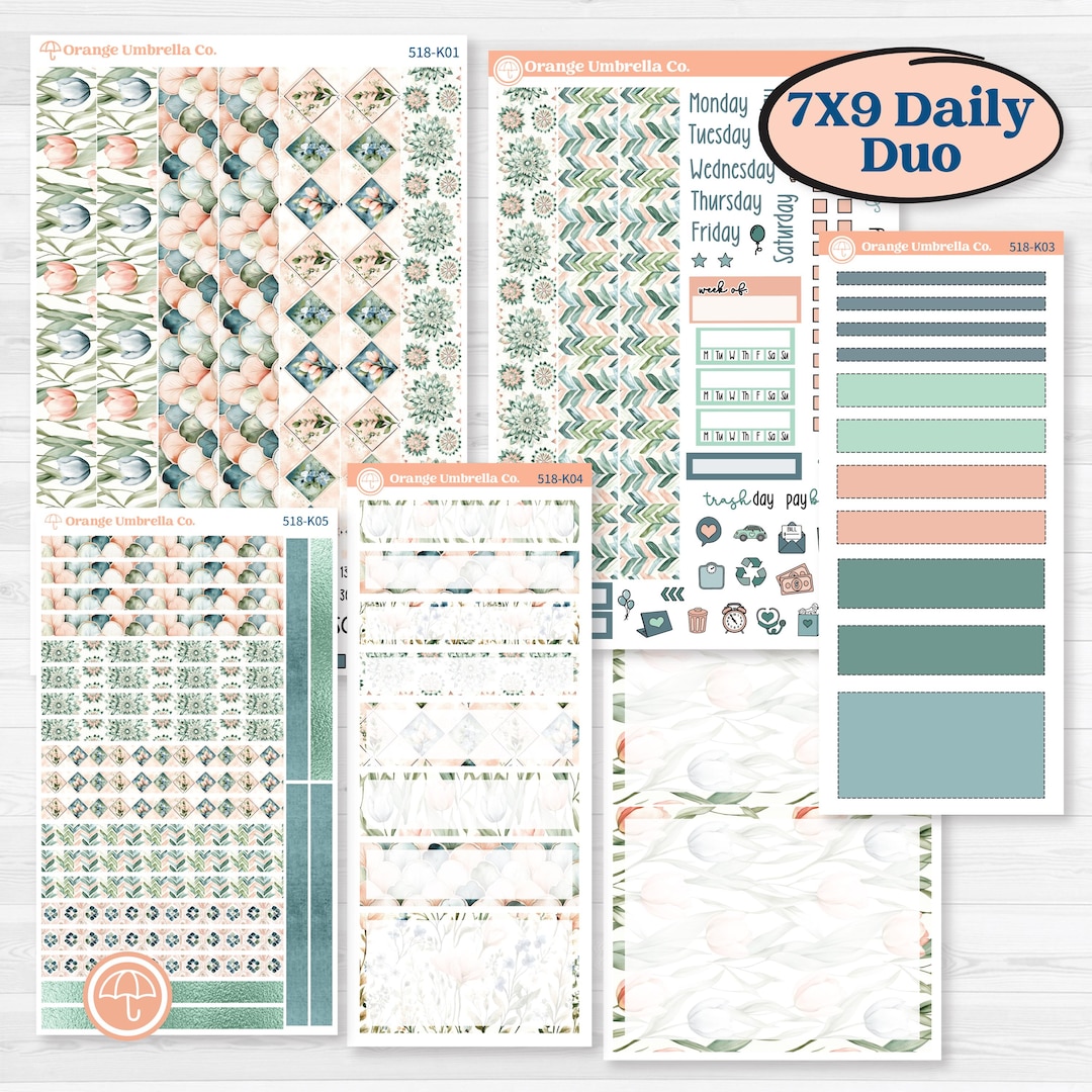 Spring Floral Kit | 7x9 Erin Condren Daily Duo Planner Stickers ...