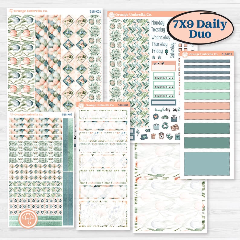 Spring Floral Kit | 7x9 Erin Condren Daily Duo Planner Stickers ...